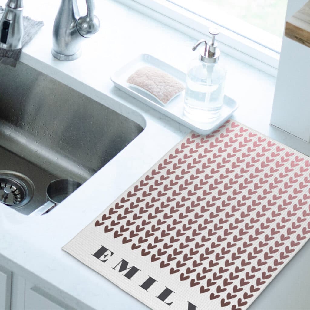 Tea towel next to sink