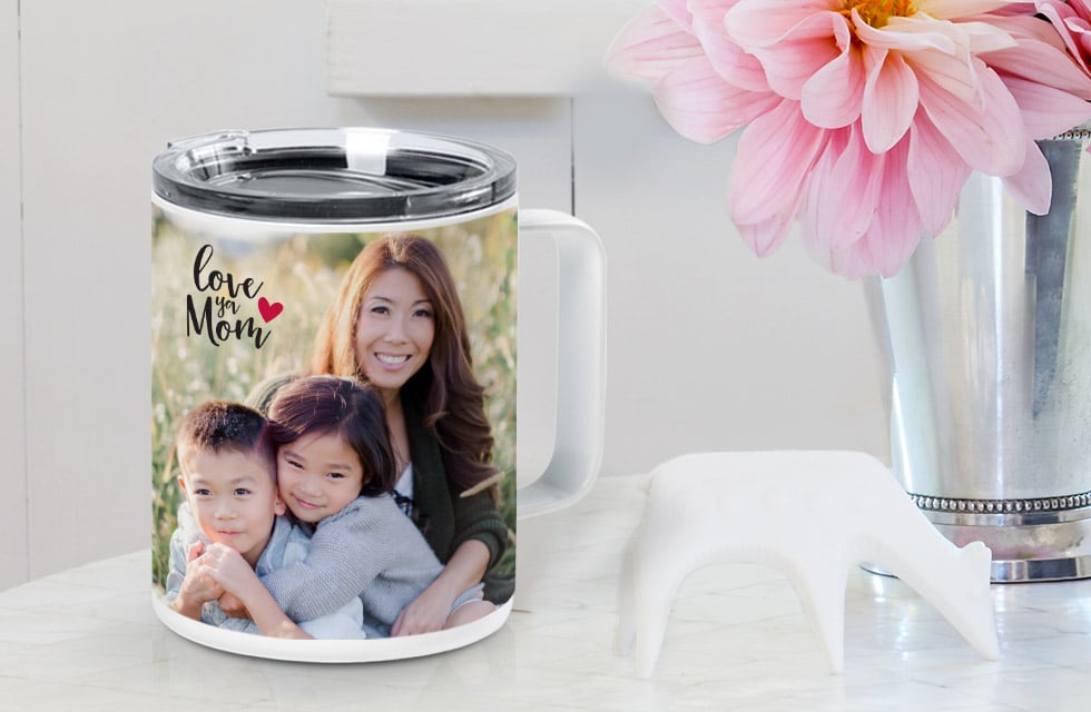 Create a custom insulated coffee cup for Mom