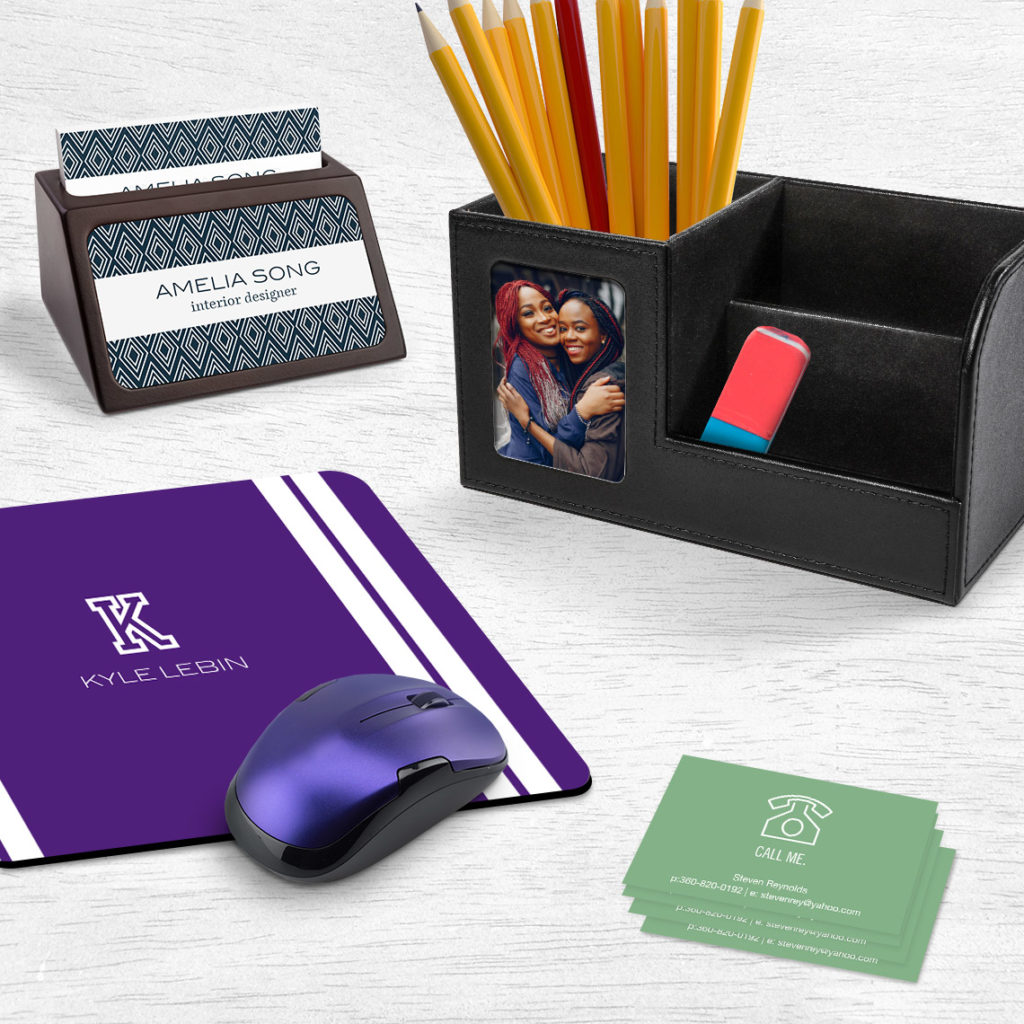 Custom business cards and desk accessories for the College Graduate