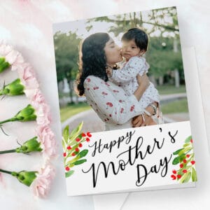 Red Flowers Mother's Day card design
