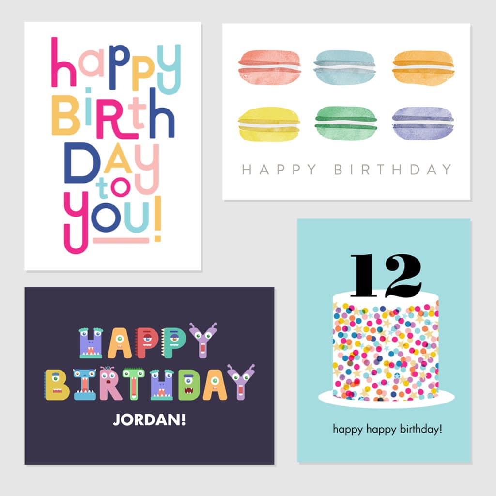 Non-photo birthday card designs