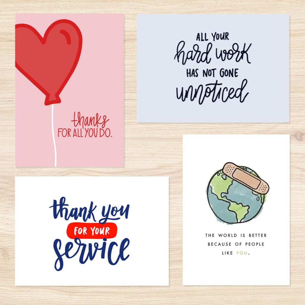 Choose from a variety of designs to say thank you to essential workers