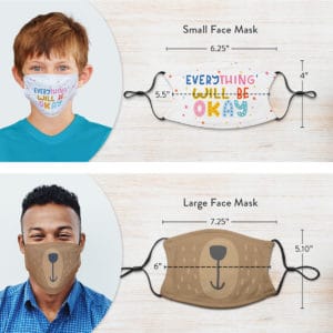 2 face covering sizes. Snapfish Face Masks