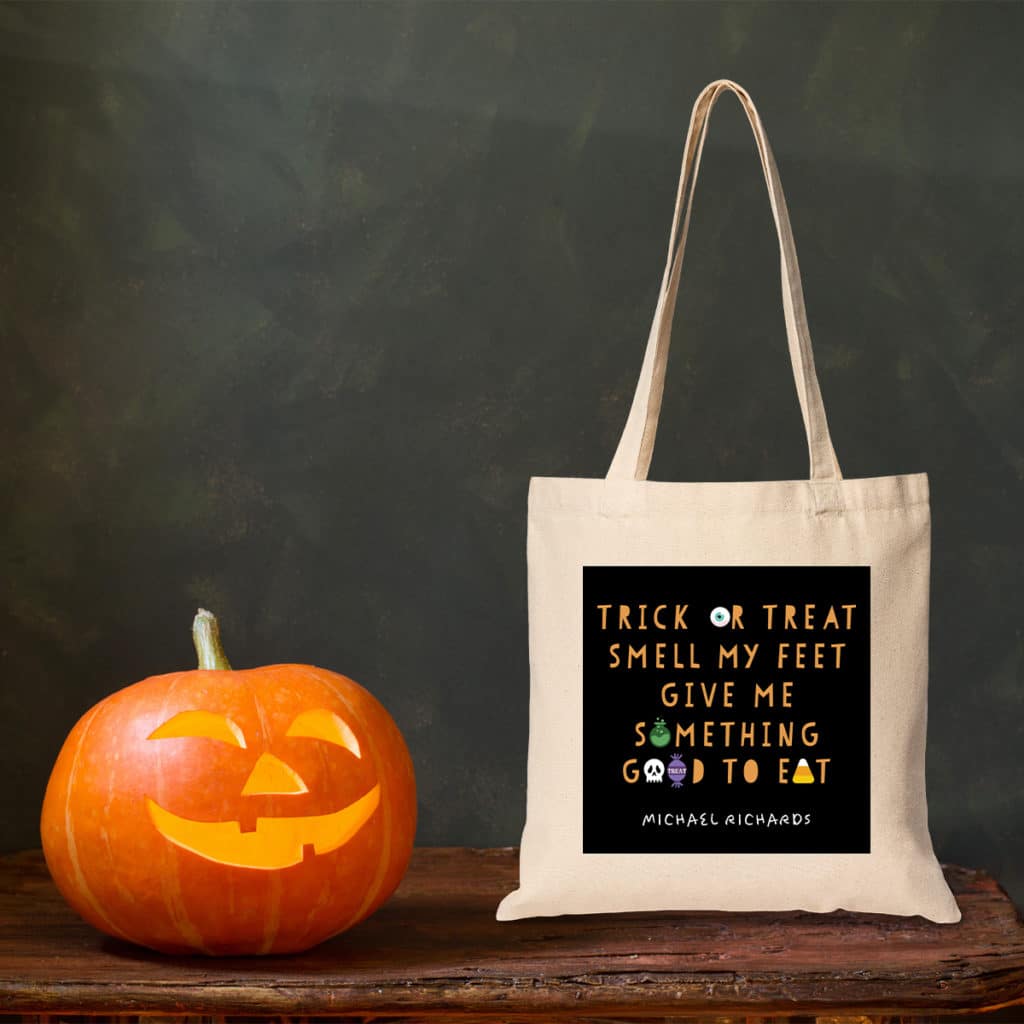 Create Halloween themed swag bags using our pre-made Halloween tote bag designs