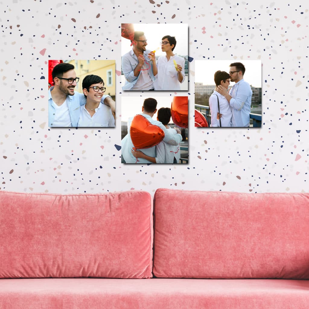8x8 photo tiles featuring romantic couples' photography