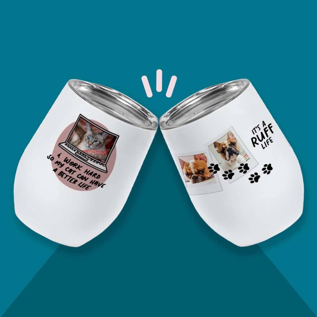 Pet-inspired designs for insulated wine cups