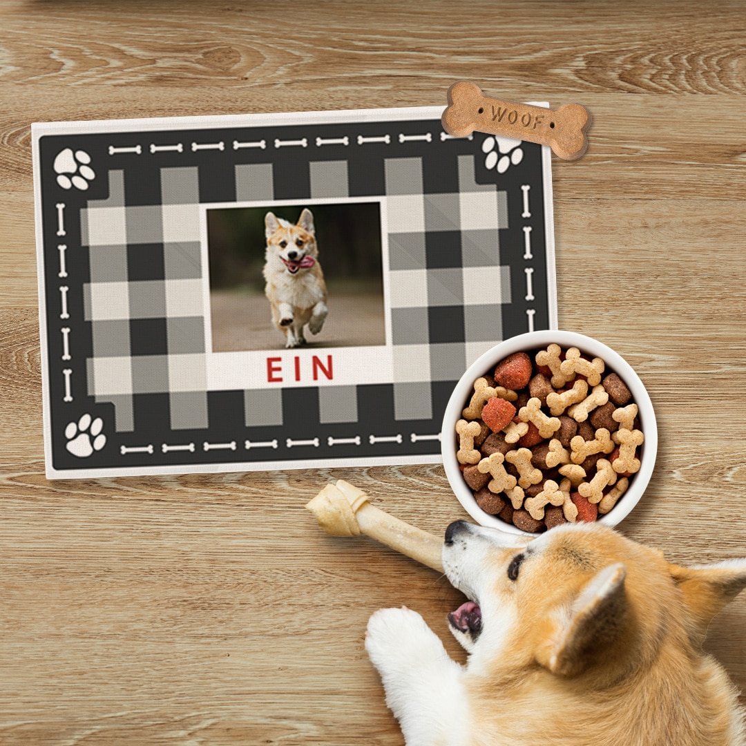 Placemat being used as a feeding mat for dog