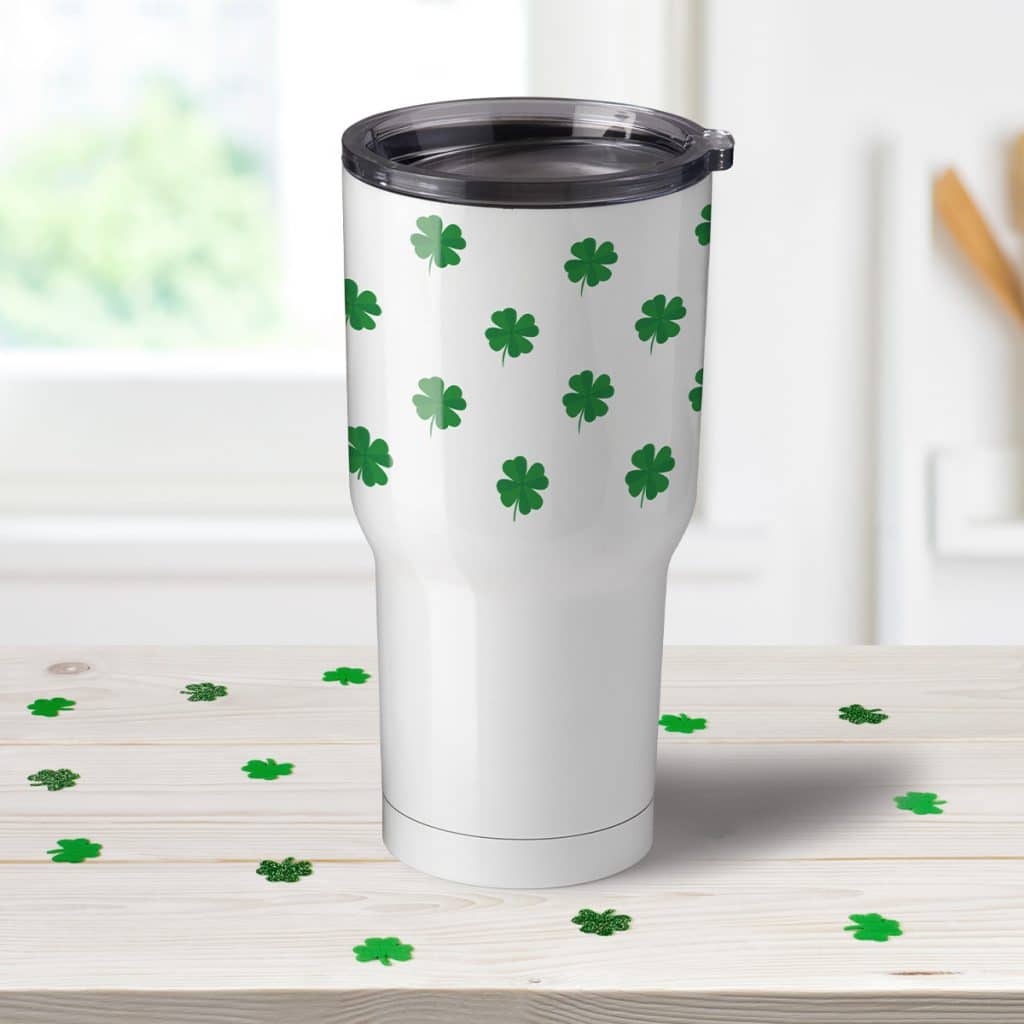 Insulated tumbler with shamrock design