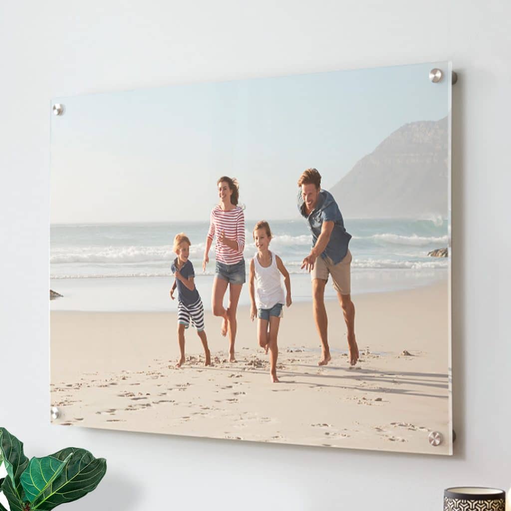 Image of acrylic photo print of family on a beach