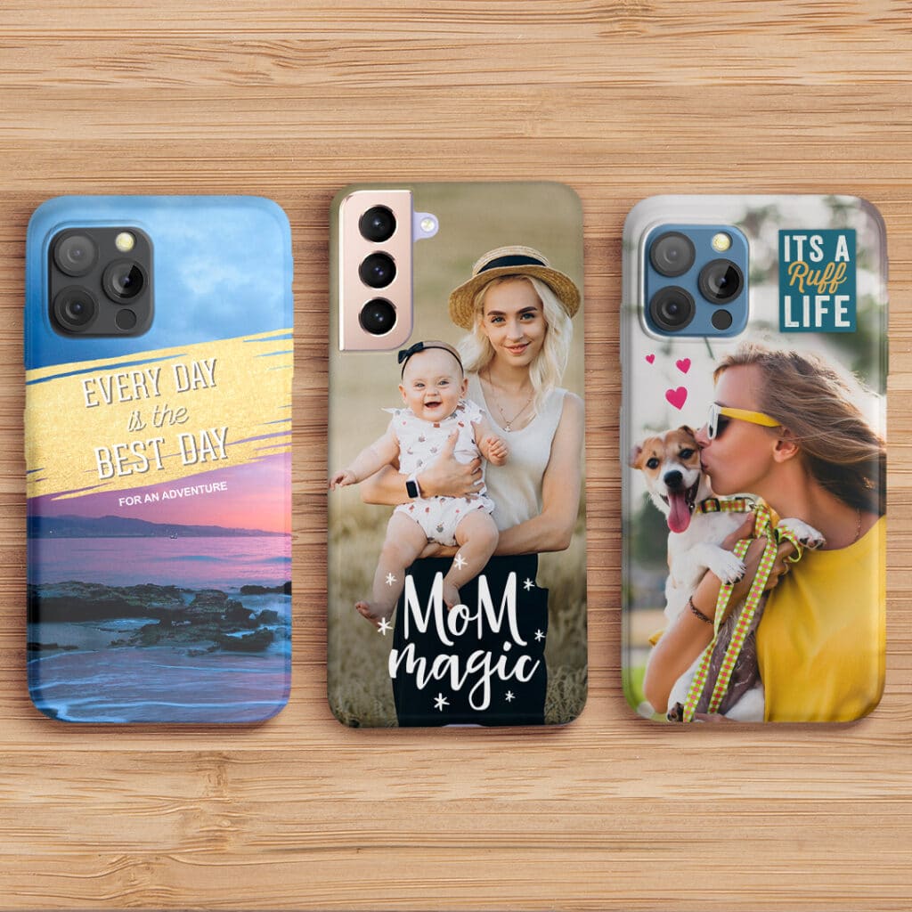 A range of phone cases showcasing the designs that can be made using Snapfish