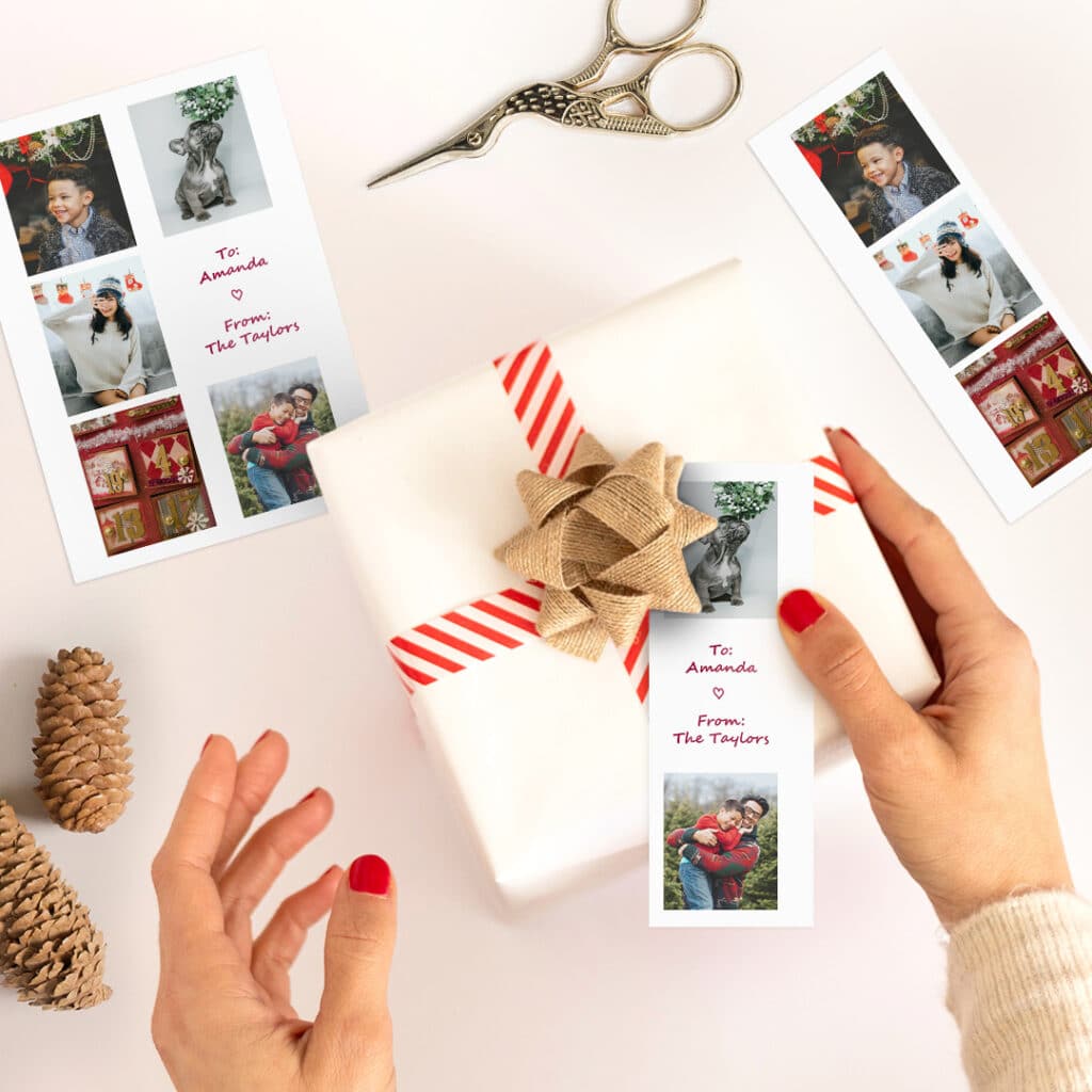 Print collage snaps of your photos for holiday gift tags
