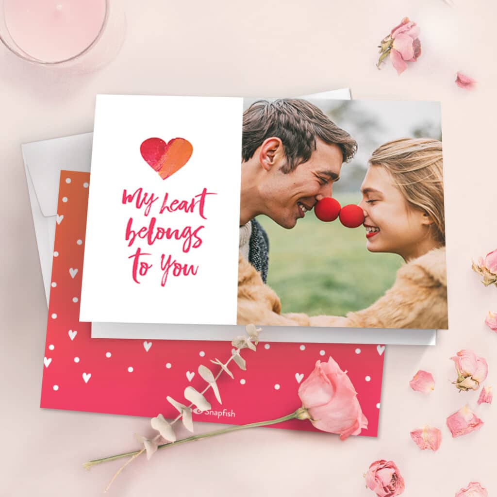 Stunning Valentines Day Card designs can be customized with photos and text in minutes