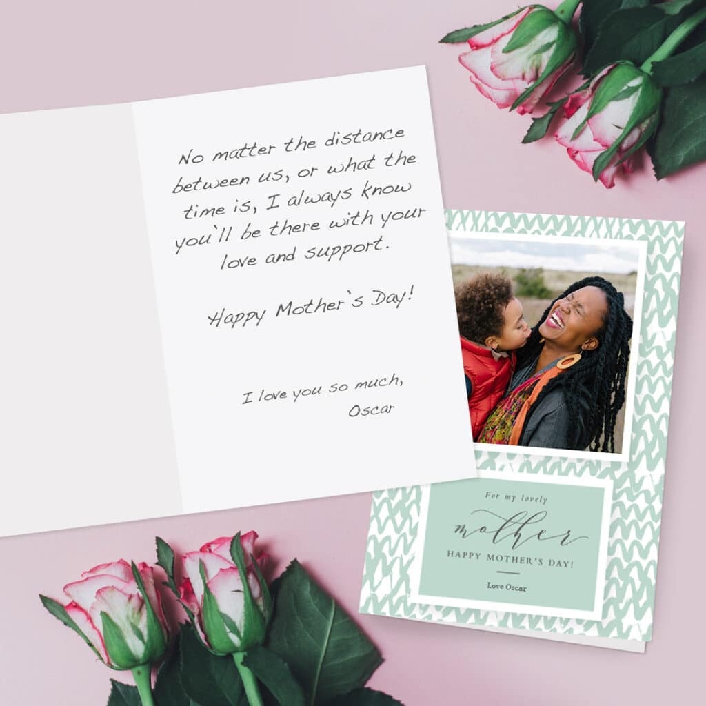 brighten up your mothers day card with a special photo and message