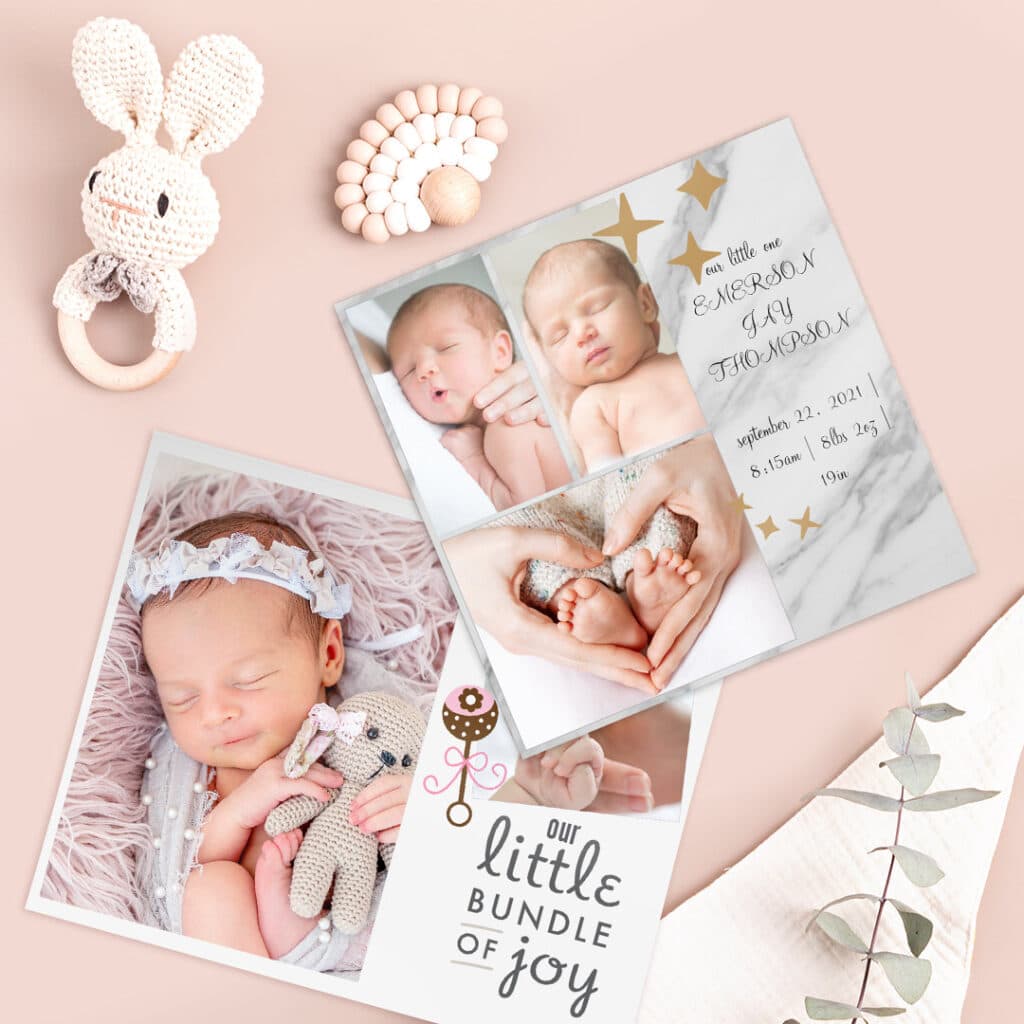 New baby collage photo prints with text