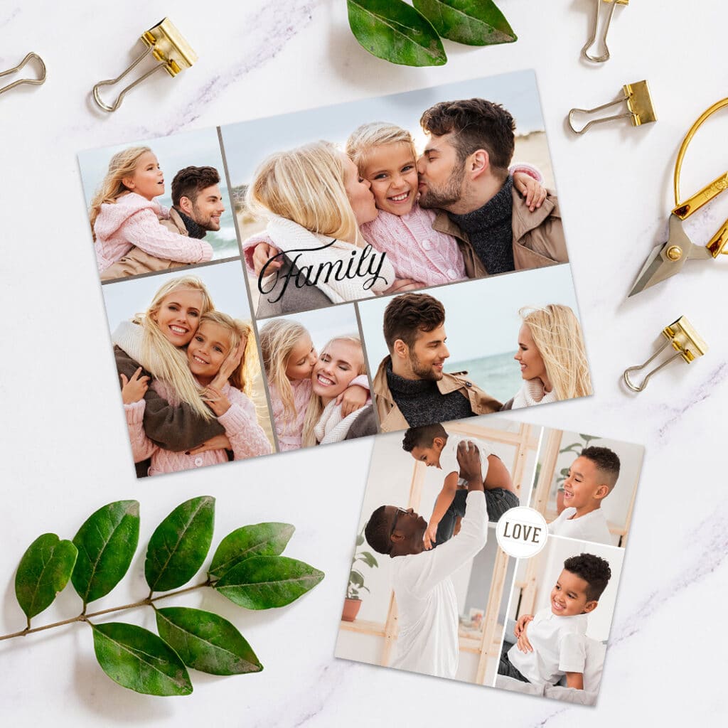 Fun family themed collage photo prints with text