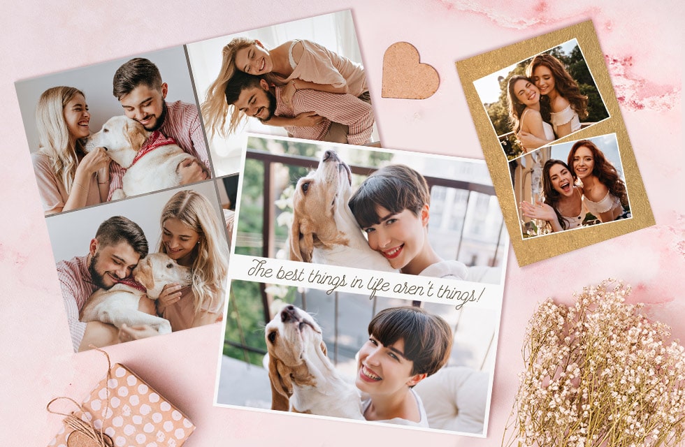 Collage photo prints with text