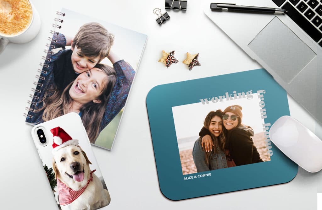 Create custom gifts for tech lovers. Mousepads, phone cases and notebooks can be personalized with photos on Snapfish.com