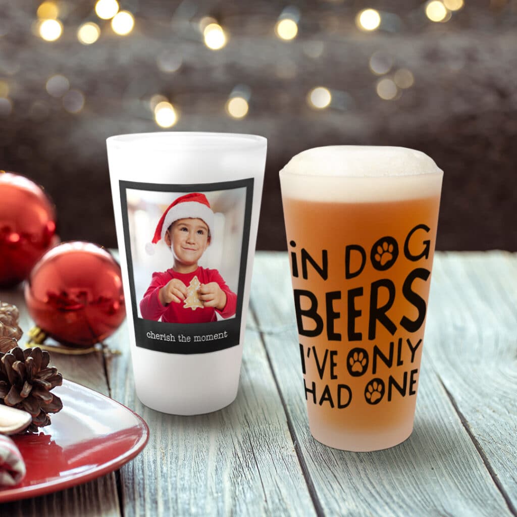Pint Glass personalized with photos and text