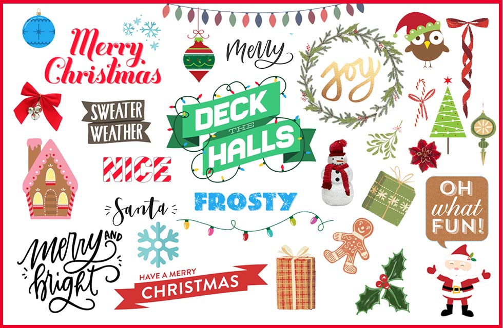 holiday embellishments you can select in the Snapfish online builder