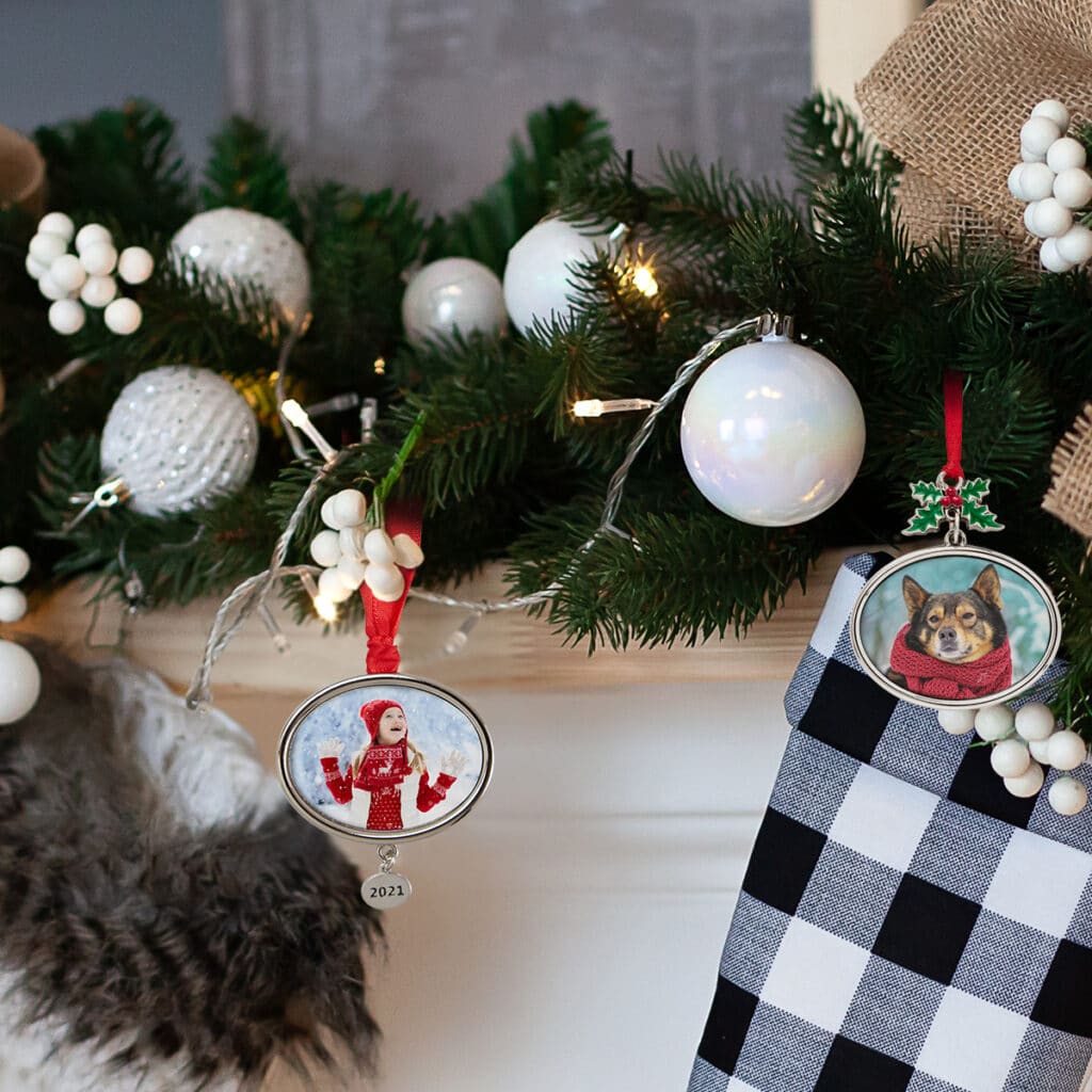 Personalize holiday decorations with photos
