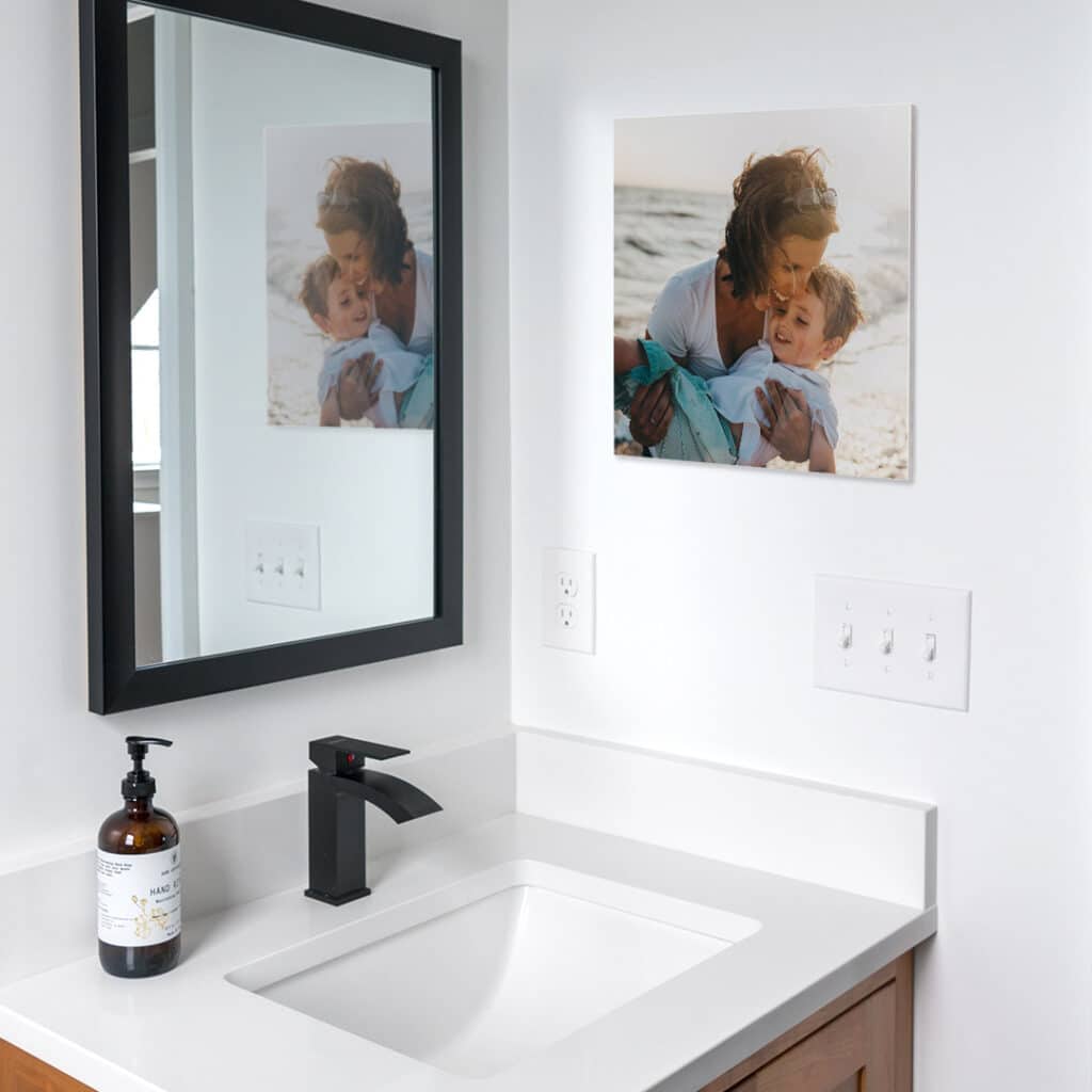 Snapfish Metallic Photo Tiles Displayed In Bathroom