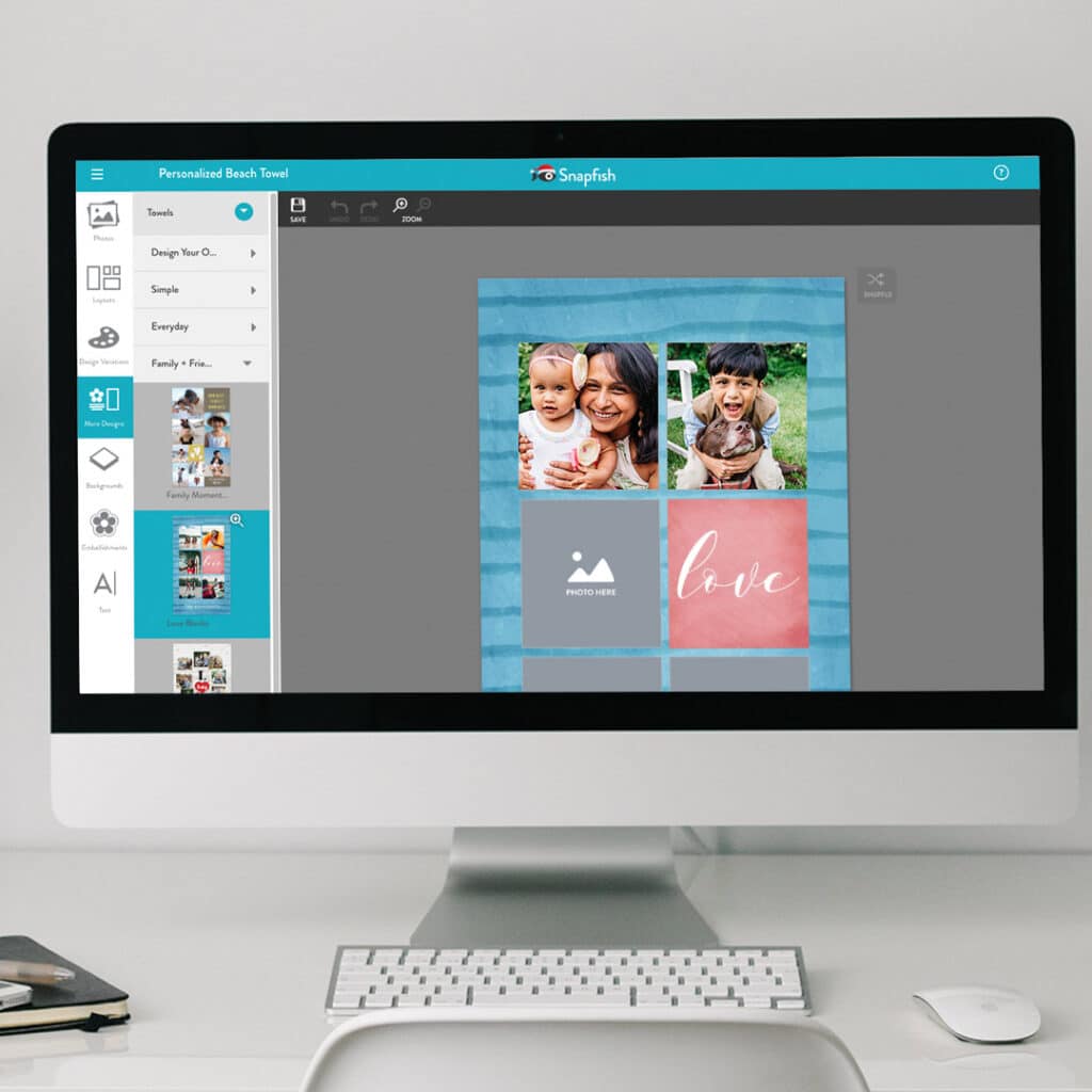 Snapfish Photo Gift Builder Showing Photo Layout