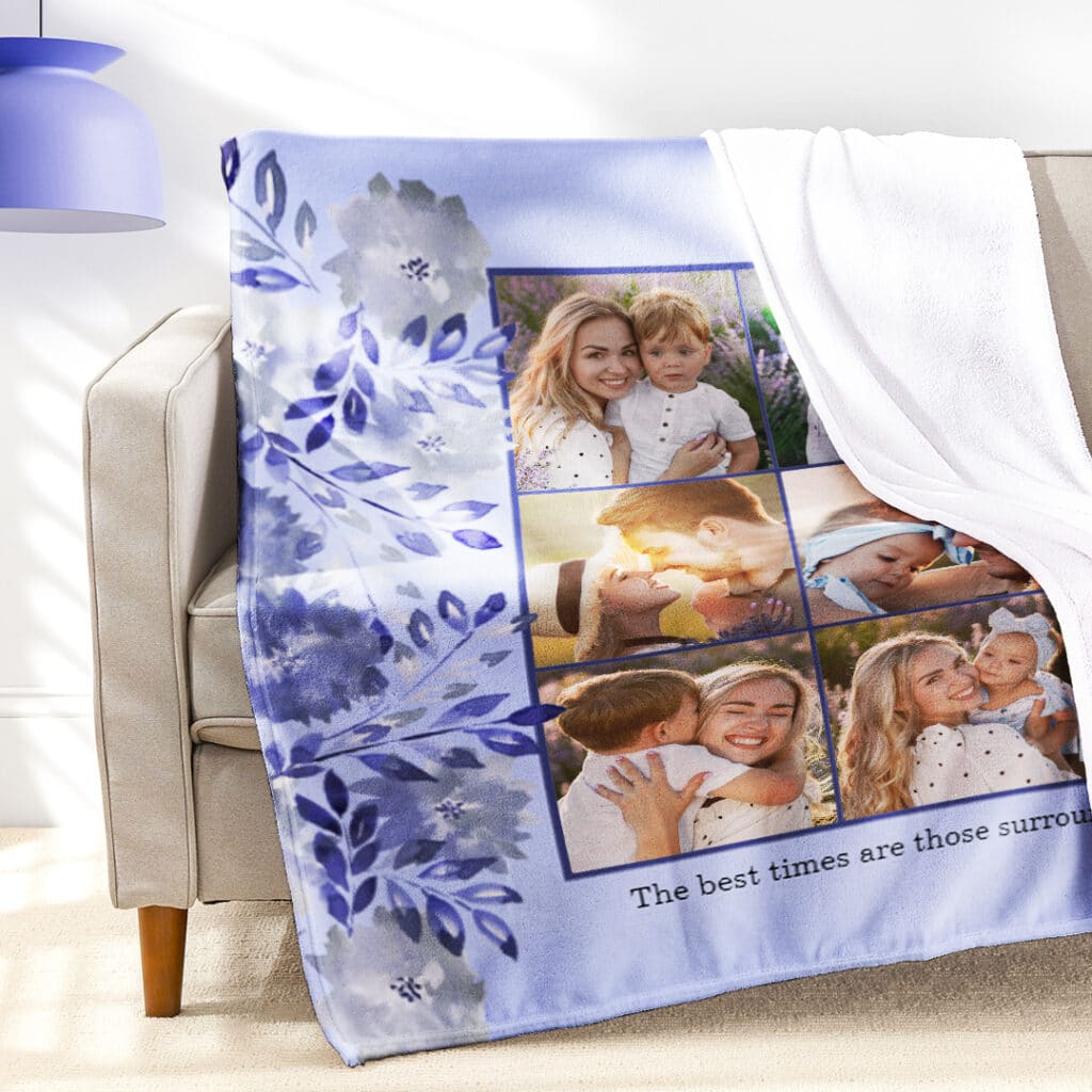 Plush Fleece Floral Photo Blanket