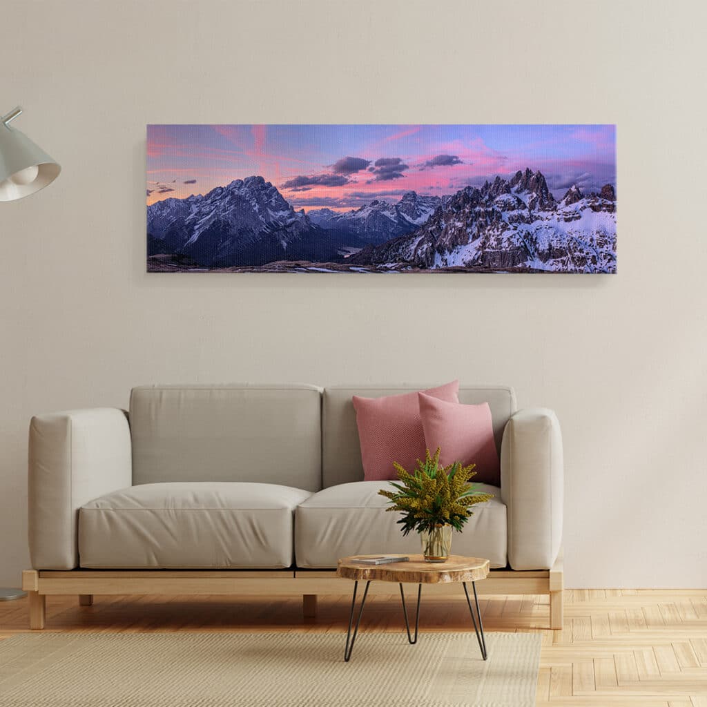Panoramic canvas, printed with your photos using Snapfish easy to use design tools
