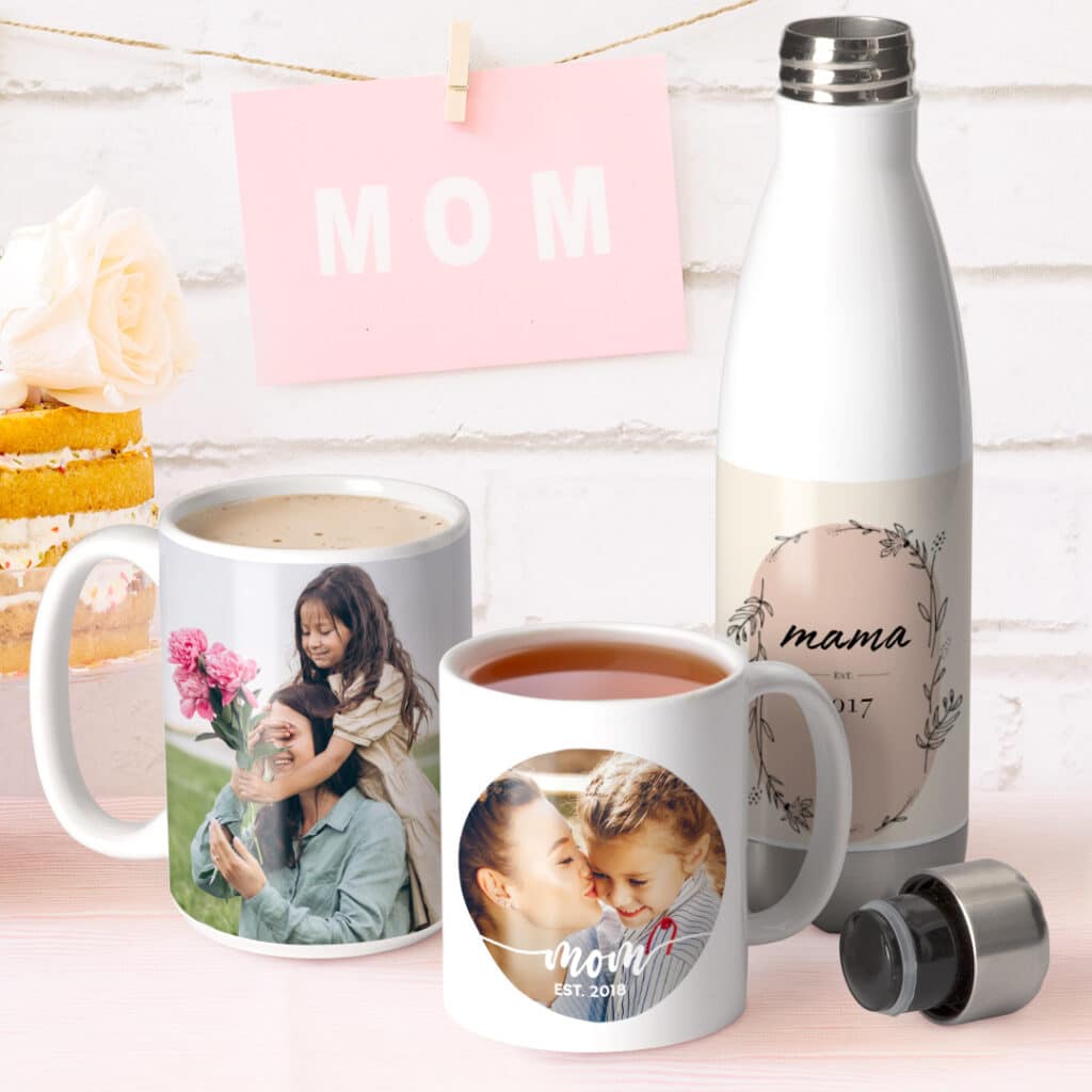 Create On-Trend Gifts With Snapfish like this drinkware set customised with Photos