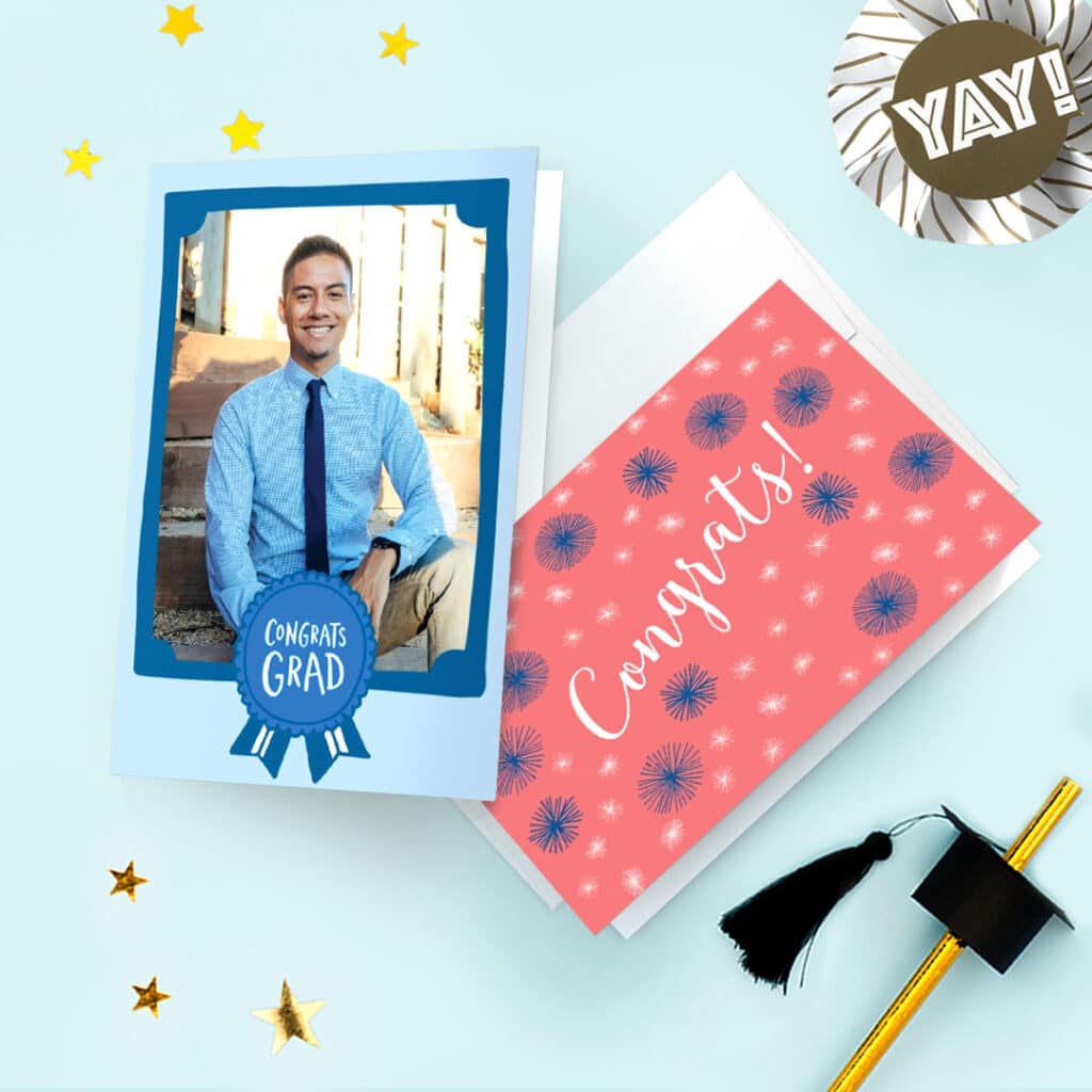 two folded Graduation Congratulation photo cards