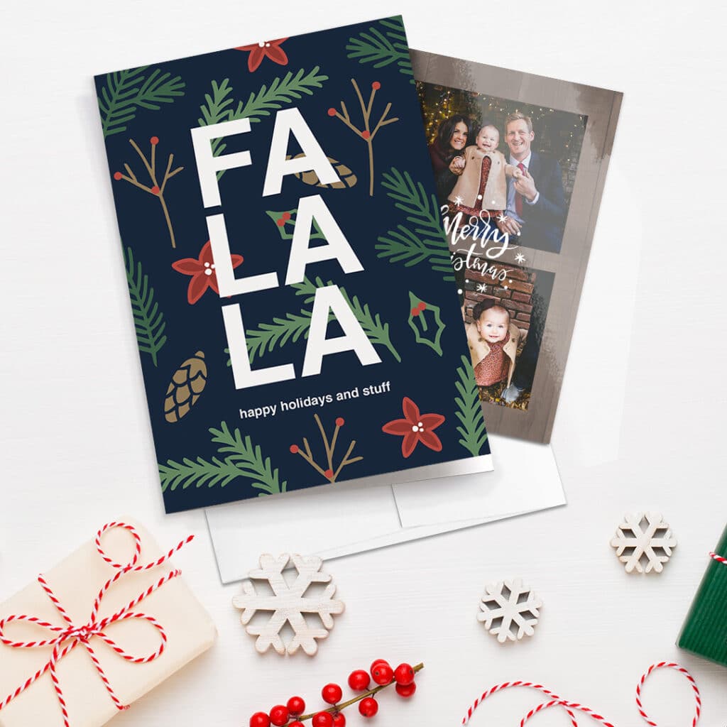 Make unique holiday photo cards with fall pictures